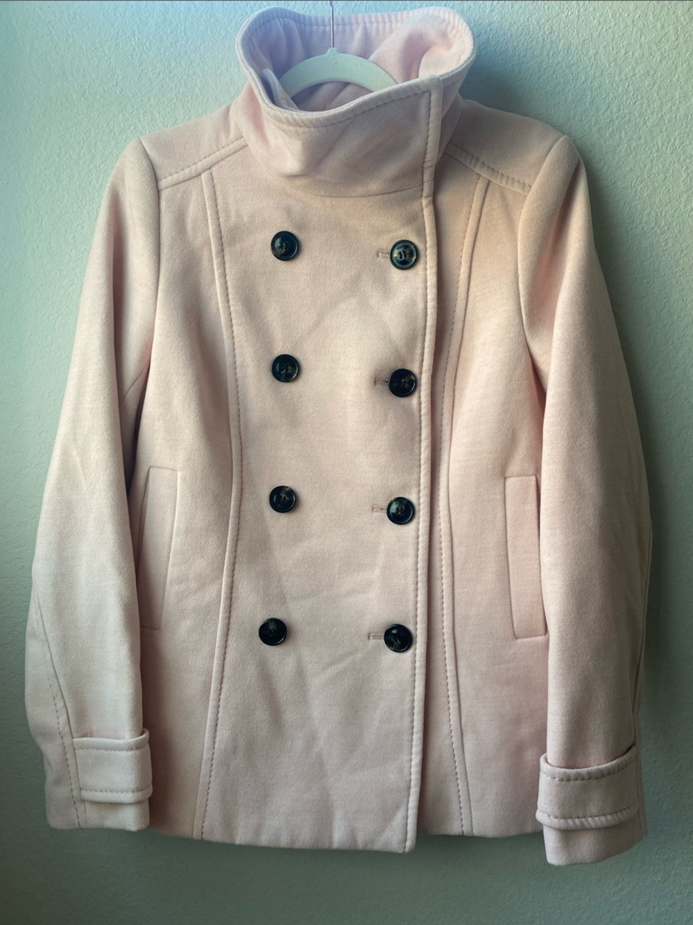 H&M Soft Pink Double-Breasted Peacoat